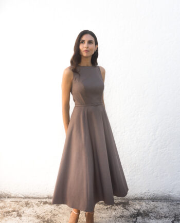 Sleevless A-line Midi Dress